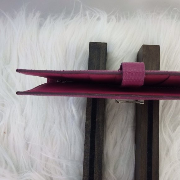 Astounding EUC Hermes LIZARD Bearn Long Wallet Full Inclusion + Bag! Magenta - Picture 9 of 15